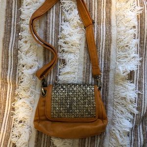 Burnt Orange Gold Coin Crossbody Bag